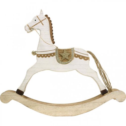 daiktų Medinis supamas arkliukas, kalėdinė puošmena White Golden H32,5cm