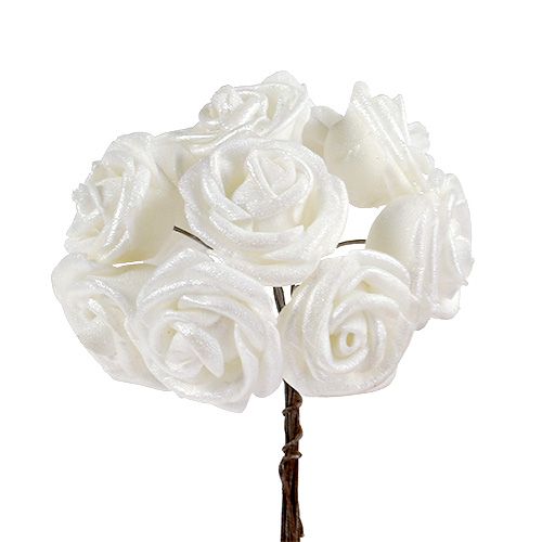 Putplasčio rožės baltos su perlamutru Ø2,5cm 120p