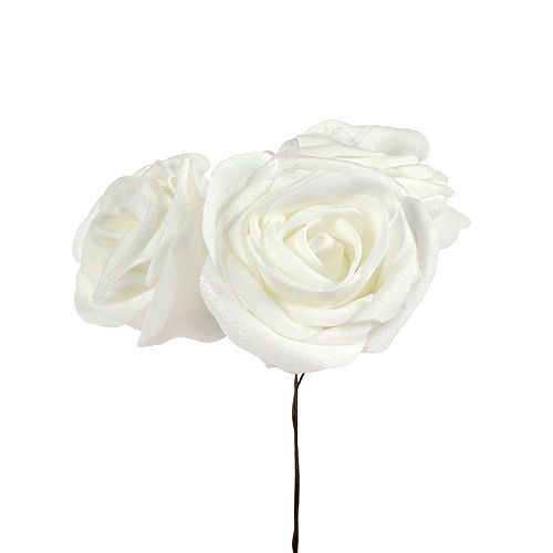 Putplasčio rožės baltos su perlamutru Ø6cm 24vnt