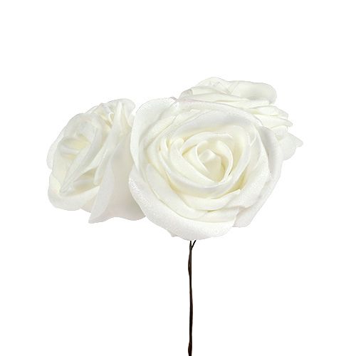 Floristik24 Putplasčio rožės baltos su perlamutru Ø6cm 24 vnt