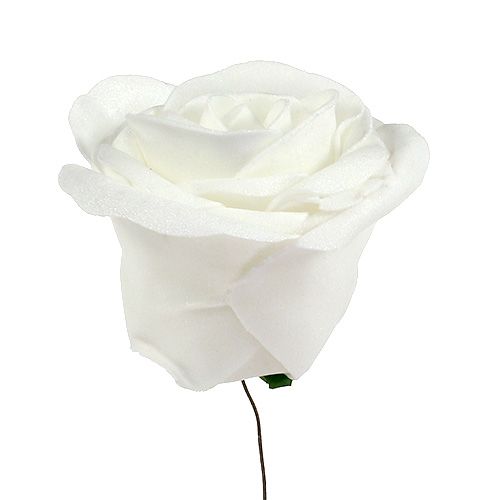 daiktų Putplasčio rožės baltos su perlamutru Ø6cm 24vnt