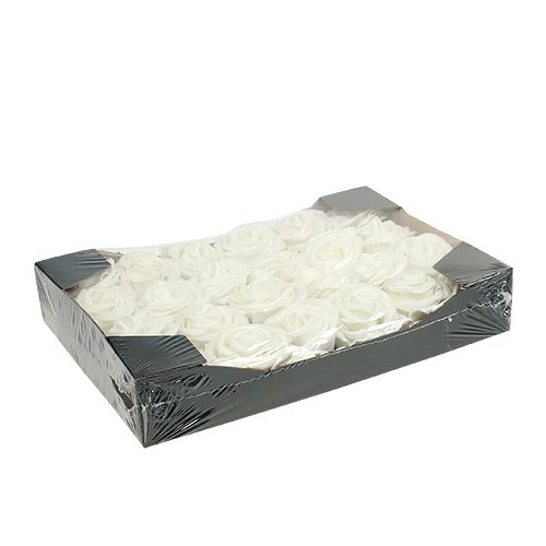 Floristik24 Putplasčio rožės baltos su perlamutru Ø6cm 24 vnt