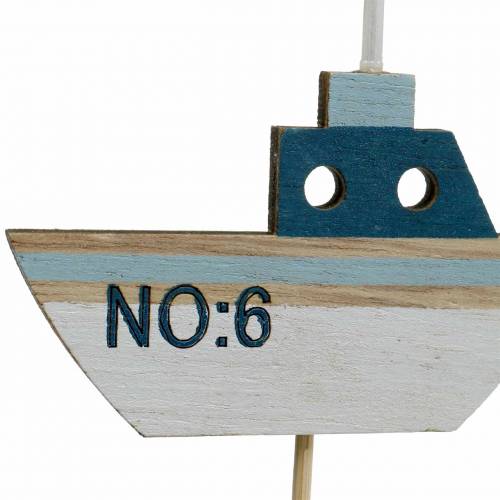 daiktų Dekoratyvinis kištukas laivas medis baltas mėlynas natūralus 8cm A37cm 24 vnt