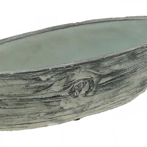 Floristik24 Augalų dubuo ovalus betoninis valties medžio dizainas 37×11,5cm H10cm