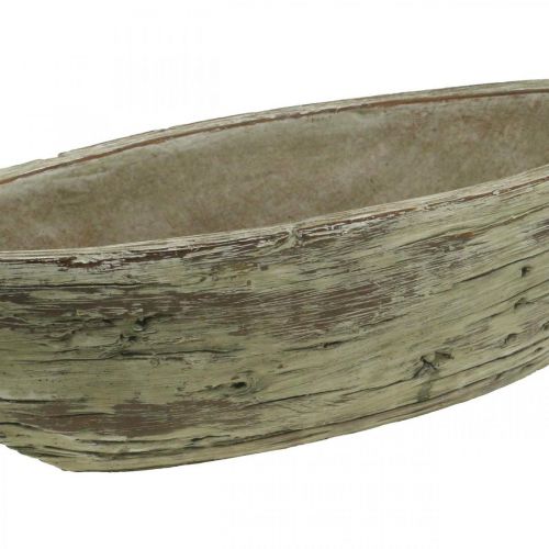 Floristik24 Sodinamosios dubuo ovalus betono medžio išvaizda šviesiai rudos spalvos 37 × 11,5 cm H10 cm