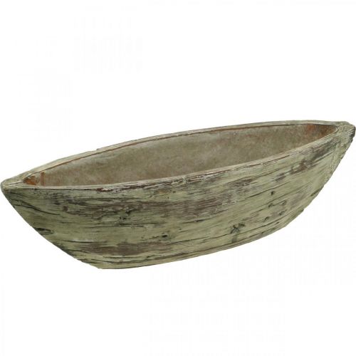 Floristik24 Sodinamosios dubuo ovalus betono medžio išvaizda šviesiai rudos spalvos 37 × 11,5 cm H10 cm