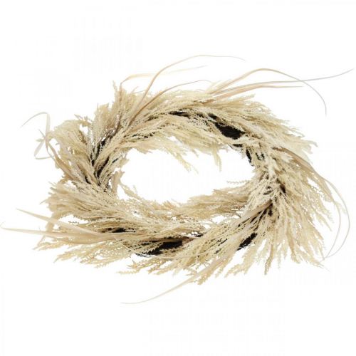 Floristik24 Deco vainikas pampų žolės ir dirbtinės nendrių kremas 70cm