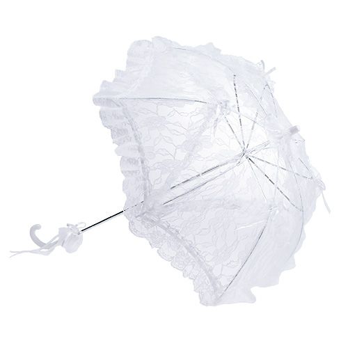 Floristik24 Skėtis su nėriniais baltas Ø60cm L80,5cm