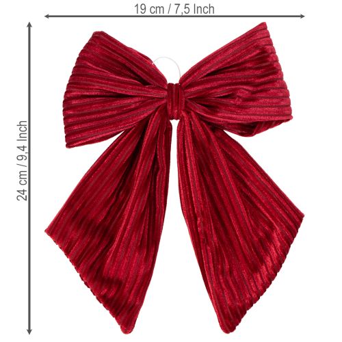 Raudono aksomo kordo audinio kaspinėlis kalėdinėms dekoracijoms kabinti, 24 cm, 2 vnt. | Floristik24.lt