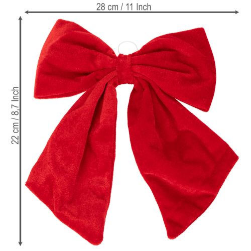 Raudonas dekoratyvinis kaspinas kaip kalėdinė puošmena, 28 cm, 3 vnt. | Floristik24.lt