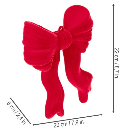 Dekoratyvinis raudonas kaspinėlis pakabinimui, pūkuotas kalėdinis papuošimas, 22 cm | Floristik24.lt