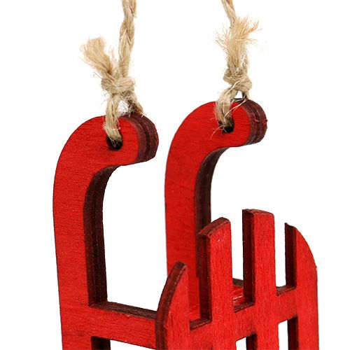 Floristik24 Rogutės raudonos medienos pakabinimui 9cm 12vnt