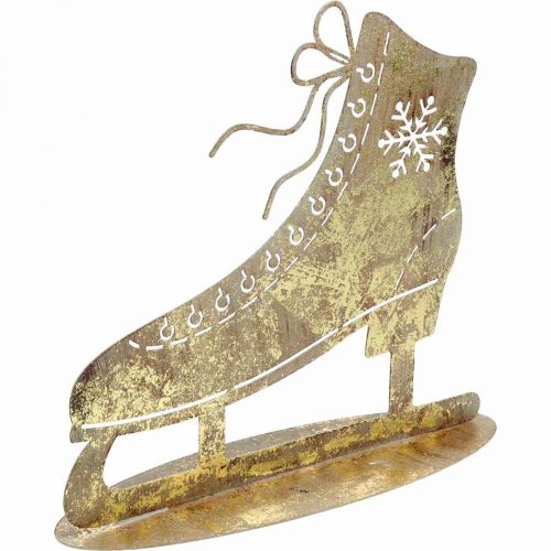 daiktų Metalinė čiuožykla, žiemos puošmena, dekoratyvinė čiuožykla, kalėdinė auksinė senovinė išvaizda H22,5cm