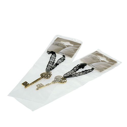 Floristik24 Raktas pakabinimui 7cm auksinis, antikvarinis 2 vnt