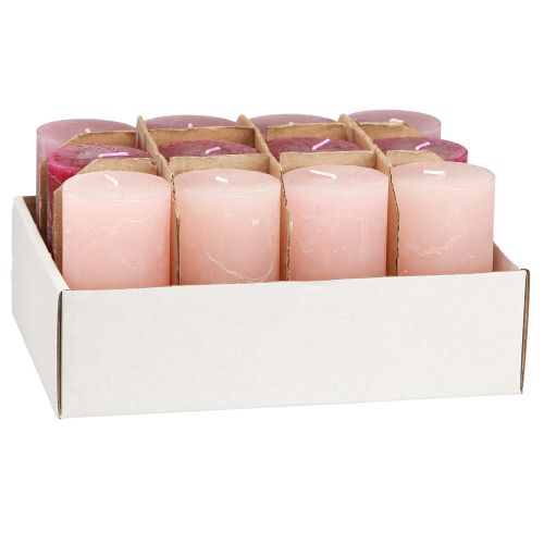 daiktų Siauros kolonos žvakės Pink Berry 3 spalvos 50x100mm 12 vnt