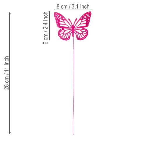 daiktų Dekoratyviniai drugeliai ant stiebų – subtilūs stalų ir vazonų akcentai, 8 cm, 18 vnt.