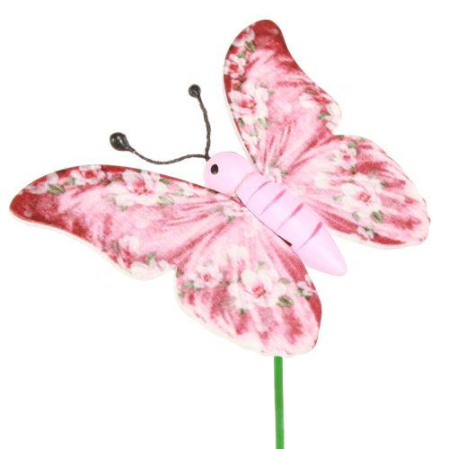daiktų Drugelio dekoratyvinis kištukas medinis rožinis rožinis 8x5,5cm 18 vnt