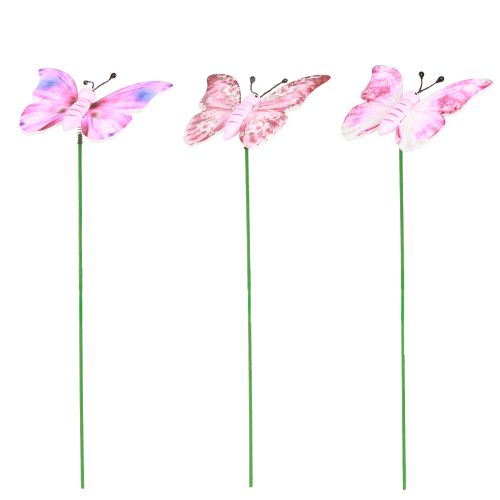 daiktų Drugelio dekoratyvinis kištukas medinis rožinis rožinis 8x5,5cm 18 vnt