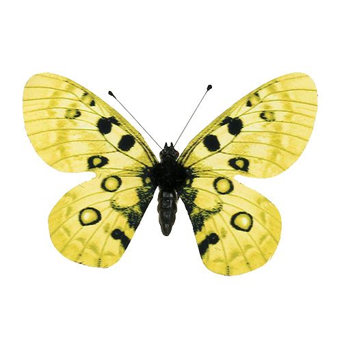 Floristik24 Drugelis geltonas ant segtuko 11cm 6vnt