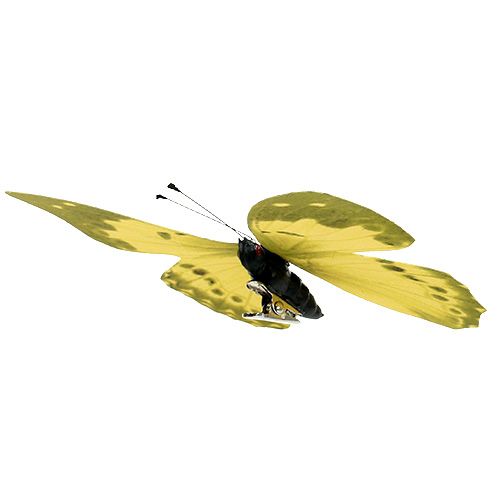 Floristik24 Drugelis geltonas ant segtuko 11cm 6vnt