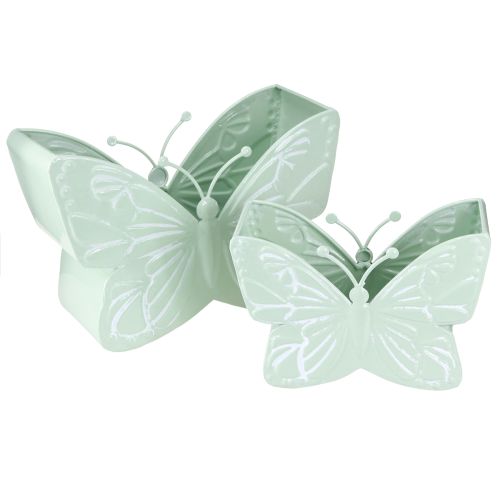 Floristik24 Butterfly metalinis vazonas žalias 22,5/30 cm 2 vnt