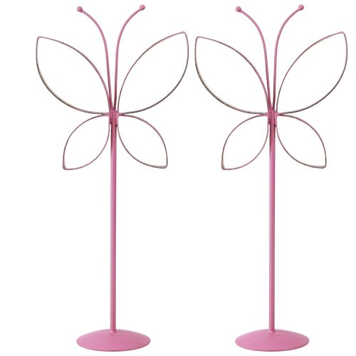 daiktų Butterfly metalinis dekoratyvinis stovas Fuchsia Gold H29cm 2 vnt