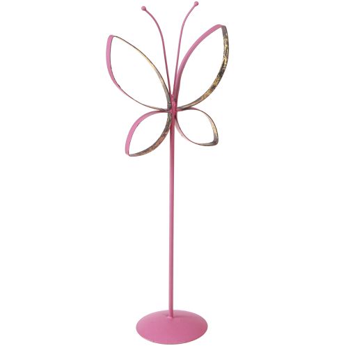 Floristik24 Butterfly Metal Decoration Spring Fuchsia Gold H35cm 2 vnt