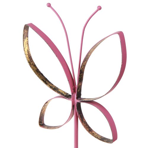 daiktų Butterfly Metal Decoration Spring Fuchsia Gold H35cm 2 vnt