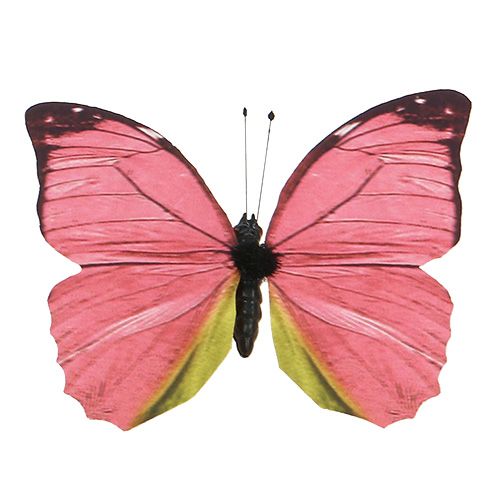 Floristik24 Drugelis rožinis ant segtuko 11cm 6vnt