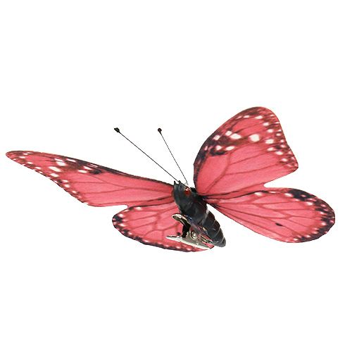 Floristik24 Drugelis rožinis ant segtuko 11cm 6vnt