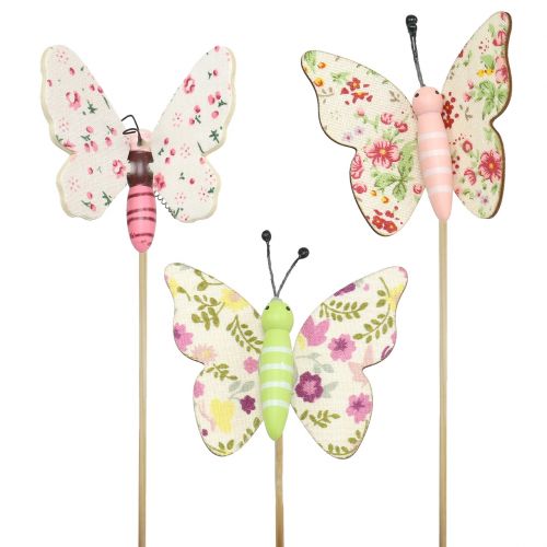 Floristik24 Drugelis ant medinio pagaliuko 5,5cm - 7cm 18 vnt