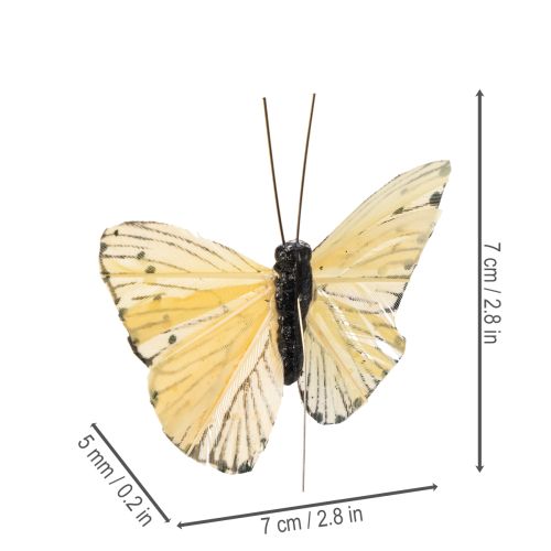 daiktų Dekoratyviniai drugeliai ant vielos spalvingoms stalo dekoracijoms, 7 cm, 12 vnt.