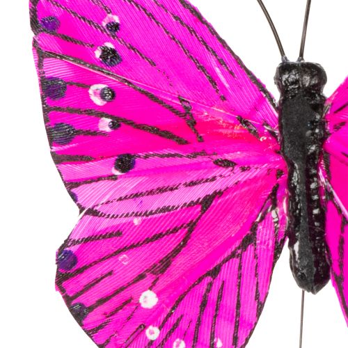 daiktų Dekoratyviniai drugeliai ant vielos spalvingoms stalo dekoracijoms, 7 cm, 12 vnt.