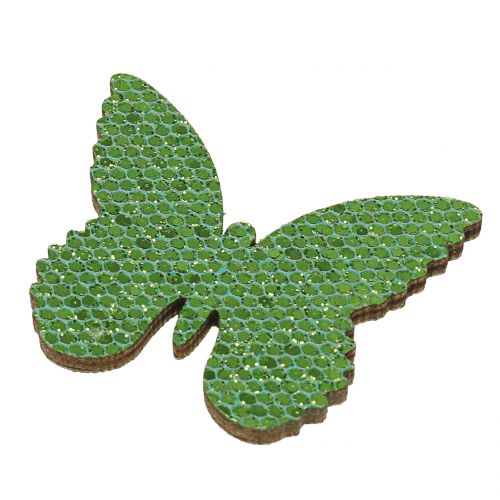 daiktų Sklaidos dekoracijos drugelis žalias blizgutis 5/4/3cm 24 vnt