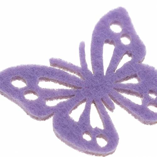 Floristik24 Veltinio drugelio stalo puošmena violetinė balta asorti 3,5x4,5cm 54 vnt.