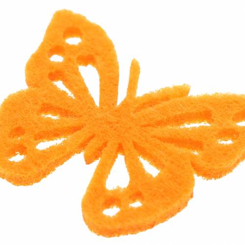 Floristik24 Veltinio drugelio stalo puošmena geltona žalia oranžinė asorti 3,5x4,5cm 54 vnt.