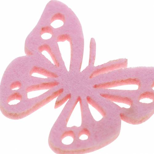Floristik24 Veltinio drugelio stalo puošmena rožinė balta rožinė asorti 3,5x4,5cm 54psl