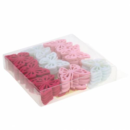 Floristik24 Veltinio drugelio stalo puošmena rožinė balta rožinė asorti 3,5x4,5cm 54psl