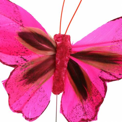 daiktų Plunksninis drugelis su viela 7cm rožinė violetinė 24vnt