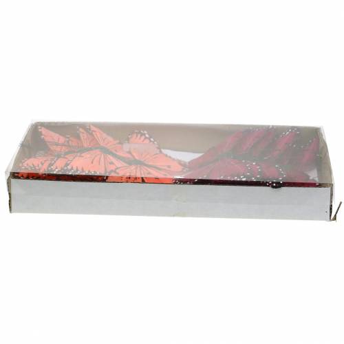 Floristik24 Plunksninis drugelis su vielos spalvos lašiša ir violetine 10cm 12 p