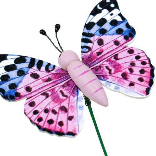 daiktų Dekoratyvinis drugelis ant pagaliuko Gėlių kamštis Spyruoklinė dekoracija 16 vnt
