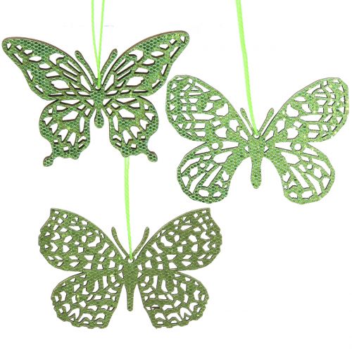 Floristik24 Dekoratyvinė kabykla drugelis žalias blizgutis8cm 12vnt
