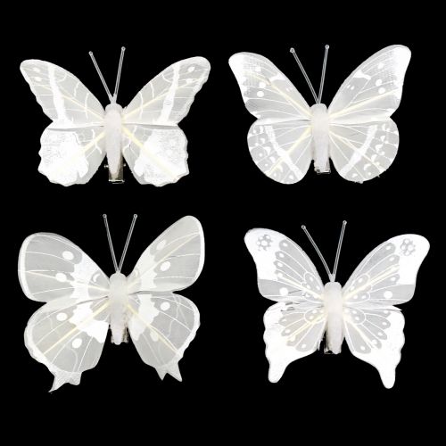 Floristik24 Drugelis ant segtuko baltas 8cm 8vnt