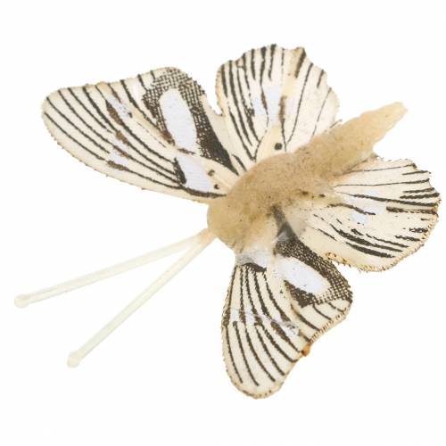 daiktų Deco drugelis su metaliniu segtuku gamtos asorti H4.9cm/5.8cm/7.4cm 6vnt.
