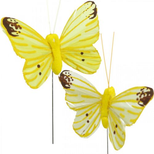 daiktų Dekoratyviniai drugeliai, gėlių kamščiai, pavasariniai drugeliai ant vielos geltona, oranžinė 4×6,5cm 12vnt.