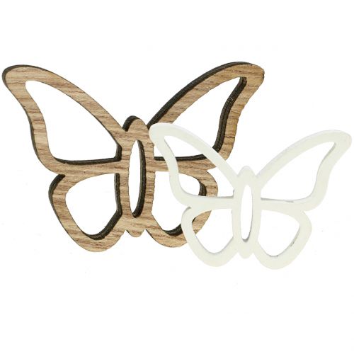 daiktų Medinis drugelis baltas / natūralus 3cm - 4,5cm 48vnt
