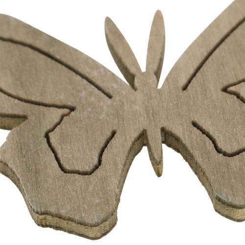 Floristik24 Butterfly Wood Balta, kreminė, ruda Asorti 4cm 72 vnt Stalo dekoravimo spyruoklė