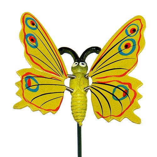 Floristik24 Drugelis ant pagaliuko 8cm Geltona