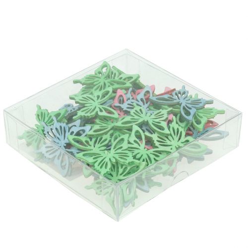 Floristik24 Drugeliai Mix Wood Pink, Green, Blue 4cm 72 vnt