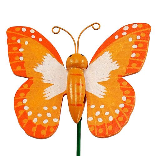 daiktų Dekoratyvinis kištukas drugelis oranžinis 6,5cm 24vnt